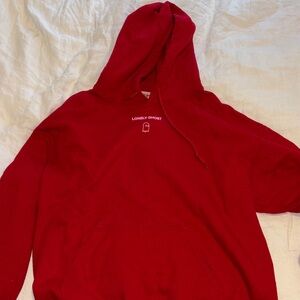 LONELY GHOST Text Me When You Get Home Red Hoodie